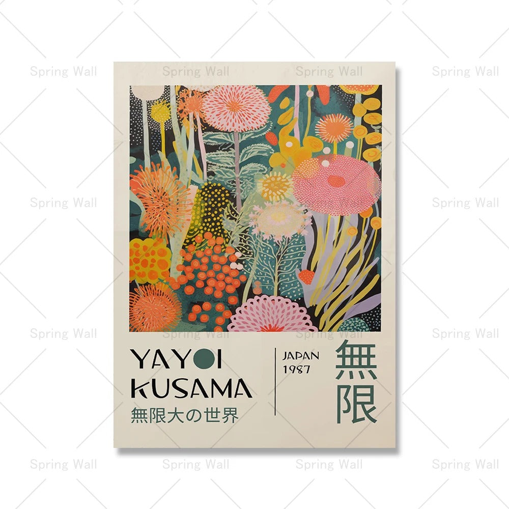 Canvas wall art – Vibrant abstract design – Yayoi Kusama style – Unique home decor piece