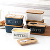 Ceramic butter dish – Bamboo lid – Stylish kitchen accessory