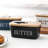 Ceramic butter dish – Bamboo lid – Stylish kitchen accessory