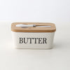 Ceramic butter dish – Bamboo lid – Stylish kitchen accessory