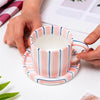 Ceramic coffee cup set – Handpainted porcelain – French retro style – Perfect for home or office