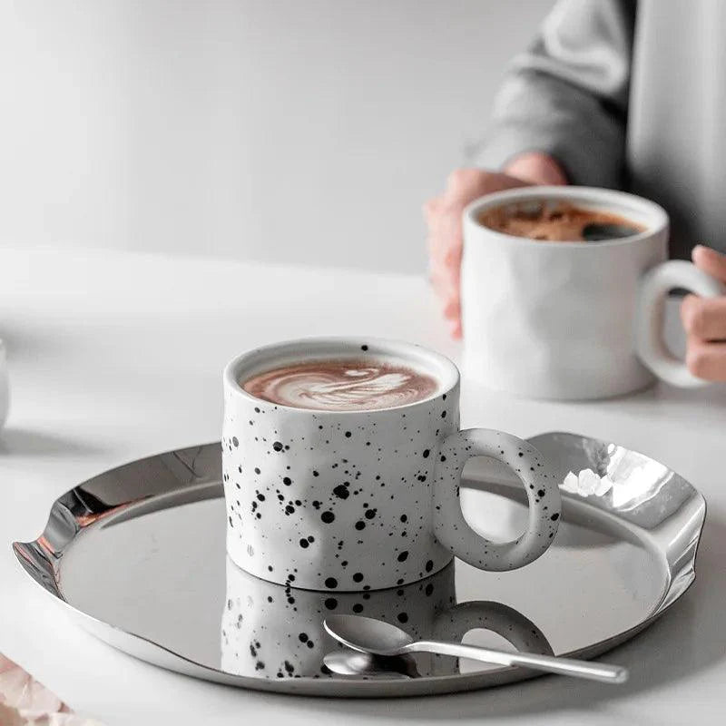 Ceramic coffee mug – Handmade porcelain – Scandinavian design – Unique ring handle – 15.2 fl oz