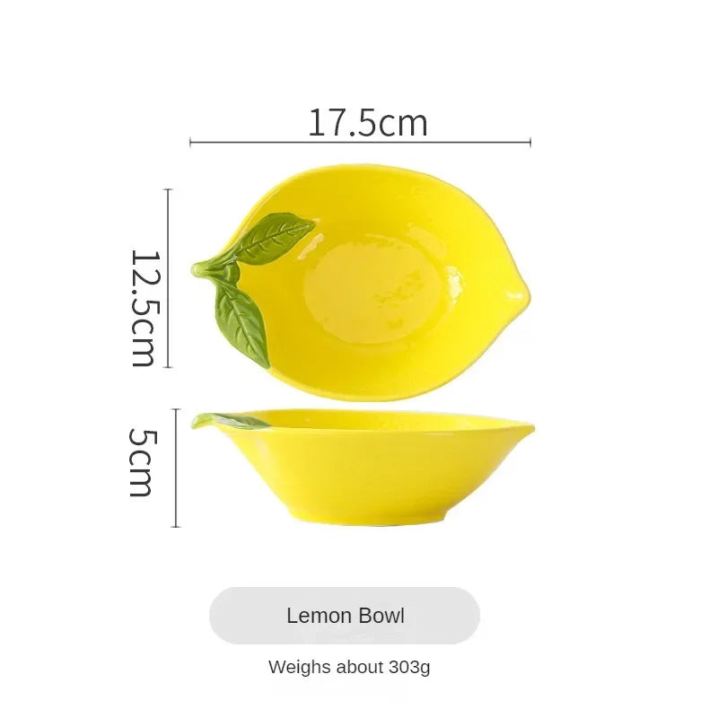 Ceramic dinner plate – Cartoon lemon design – Fun kitchen accessory