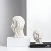 Ceramic head figure – Geometric design – Gold fringe accent – Unique home decor piece – 5.5 x 6.7 in or 7.5 x 9.8 in