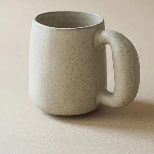 Ceramic mug – Handcrafted pottery – Minimalist beige design – Perfect for coffee and tea
