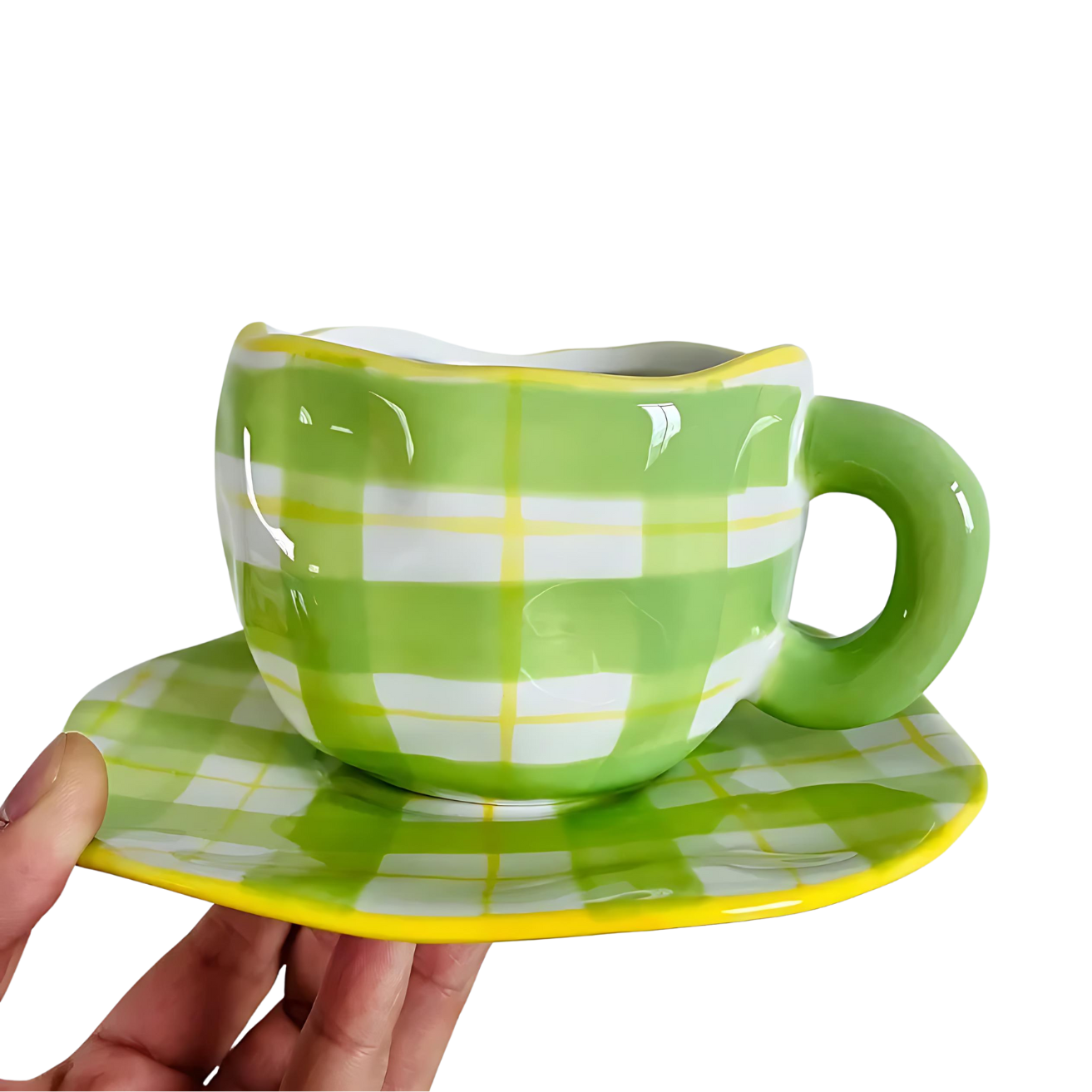 Ceramic mug – Handmade and hand-painted – 250ml – Elegant pottery design for tea or coffee
