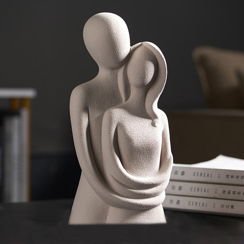 Ceramic statue – Modern abstract design – Elegant home decor – Symbol of eternal love – 8.3 x 3.9 x 3.3 in