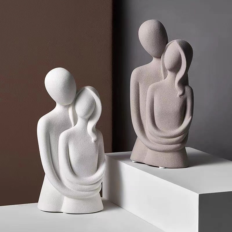 Ceramic statue – Modern abstract design – Elegant home decor – Symbol of eternal love – 8.3 x 3.9 x 3.3 in