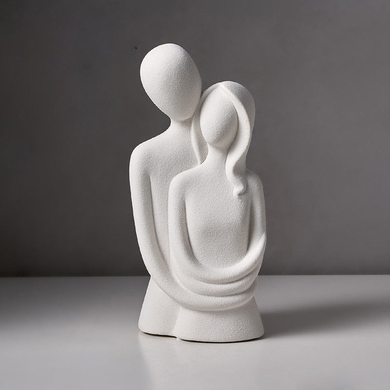 Ceramic statue – Modern abstract design – Elegant home decor – Symbol of eternal love – 8.3 x 3.9 x 3.3 in