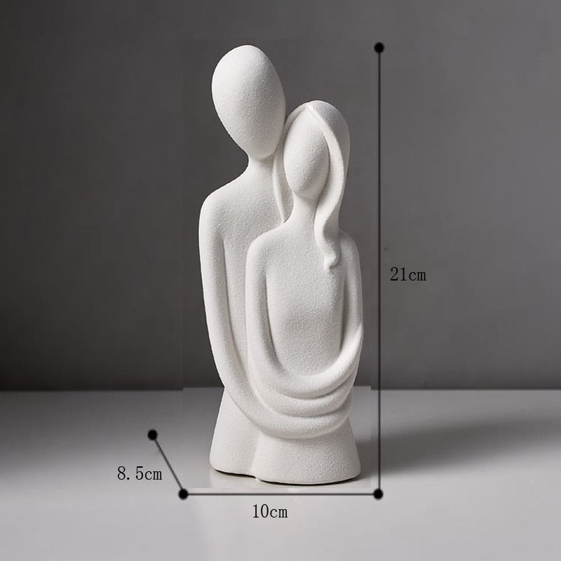 Ceramic statue – Modern abstract design – Elegant home decor – Symbol of eternal love – 8.3 x 3.9 x 3.3 in