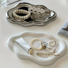 Ceramic tray – Elegant white cloud design – Multifunctional jewelry and accessory organizer – 7.5 x 5.1 in