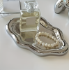 Ceramic tray – Elegant white cloud design – Multifunctional jewelry and accessory organizer – 7.5 x 5.1 in