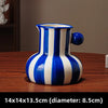 Ceramic vase – Red vertical stripes – Elegant decorative centerpiece