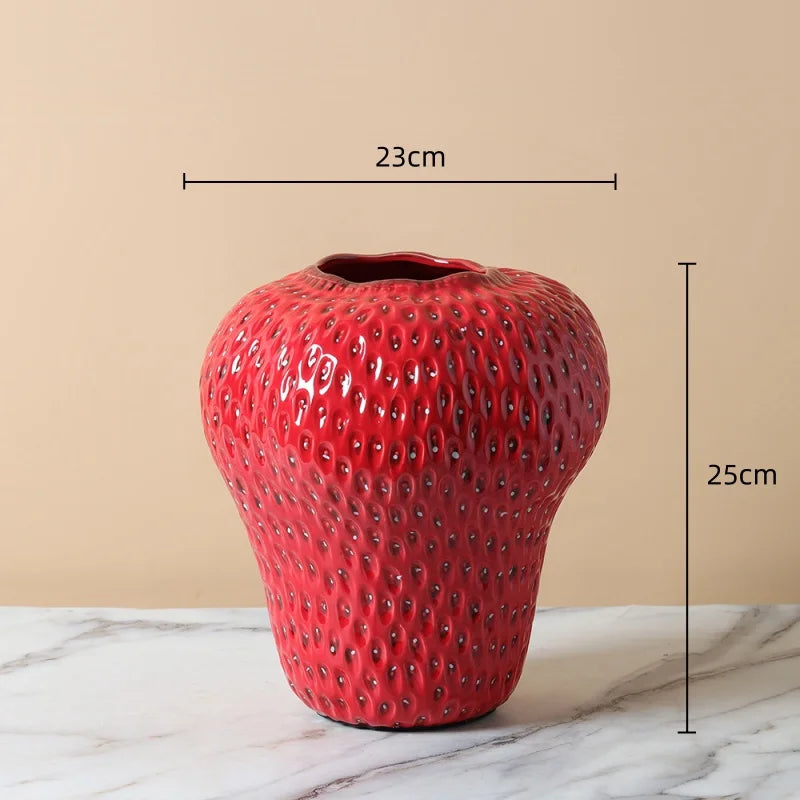Ceramic vase – Strawberry design – Unique floral display – Home decor accent