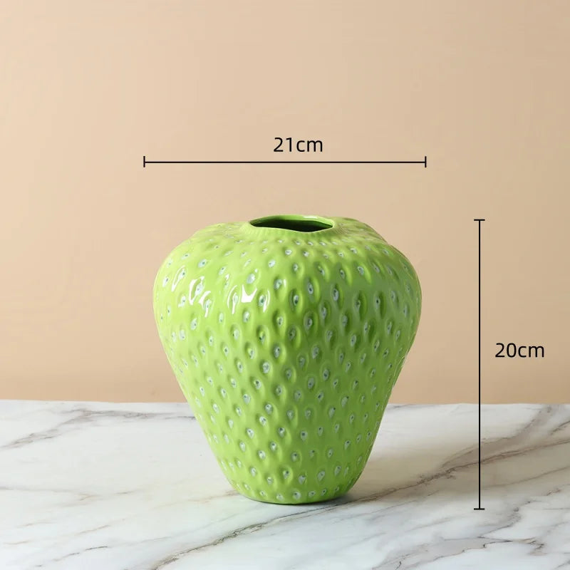 Ceramic vase – Strawberry design – Unique floral display – Home decor accent