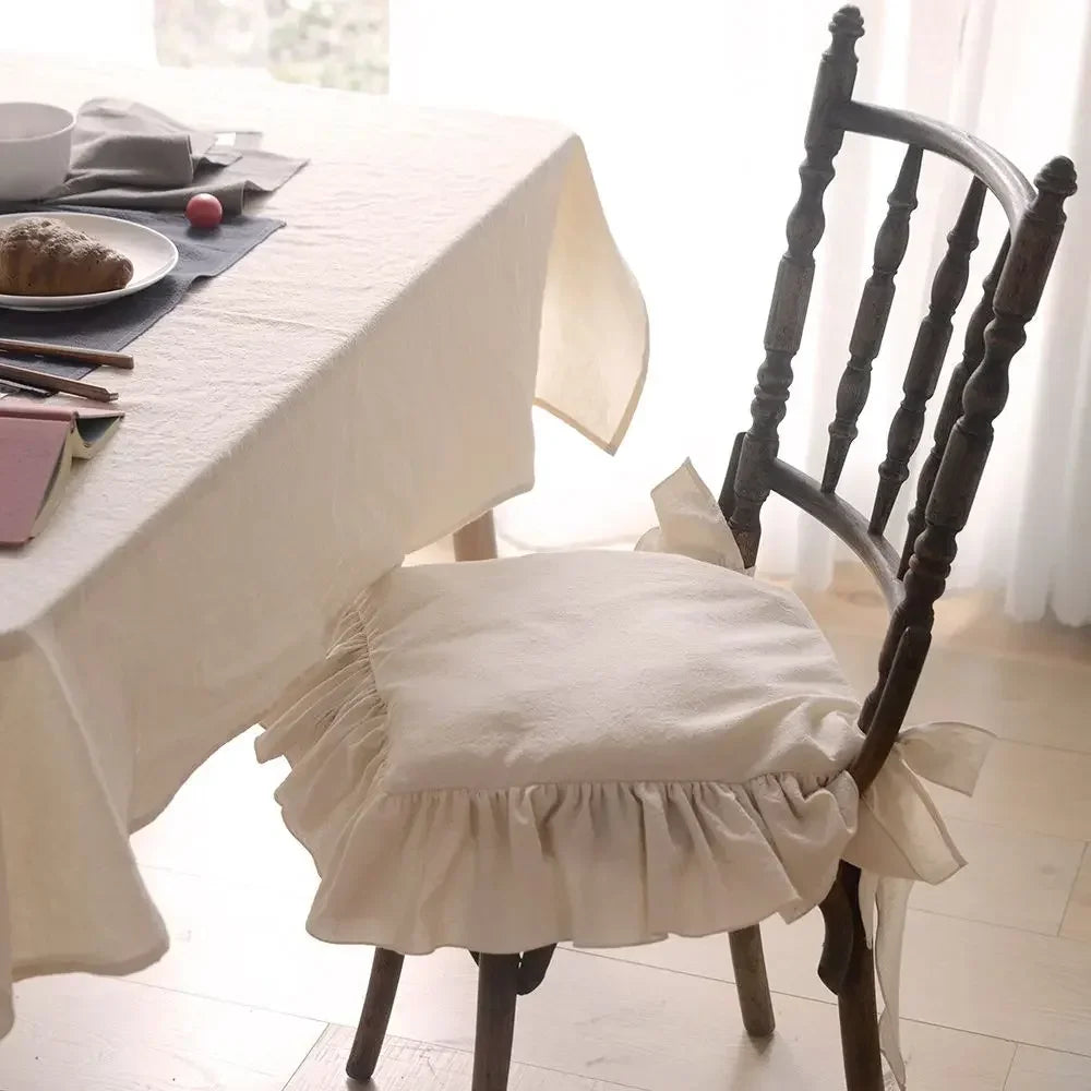 Chair cushion cover – 100% cotton – Ruffled design – For dining chairs