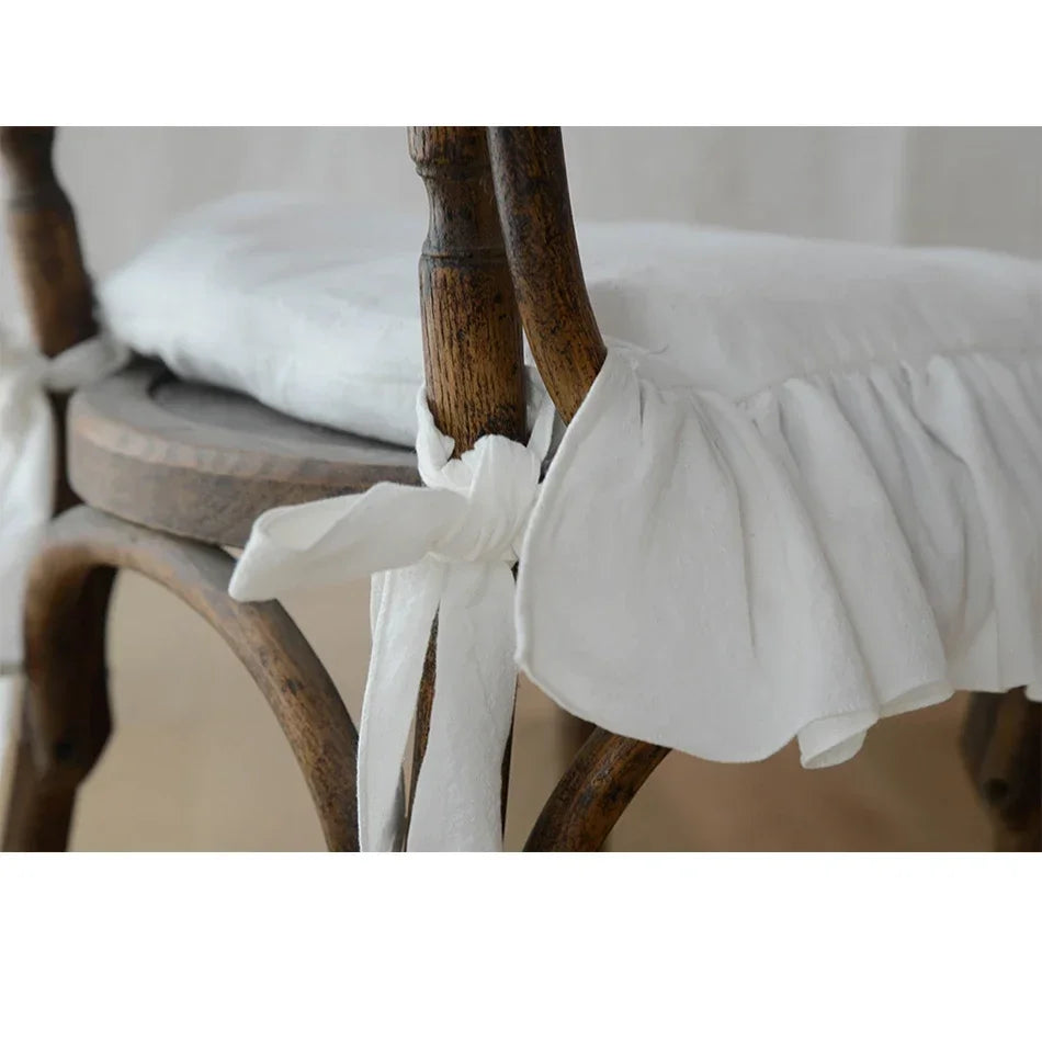 Chair cushion cover – 100% cotton – Ruffled design – For dining chairs