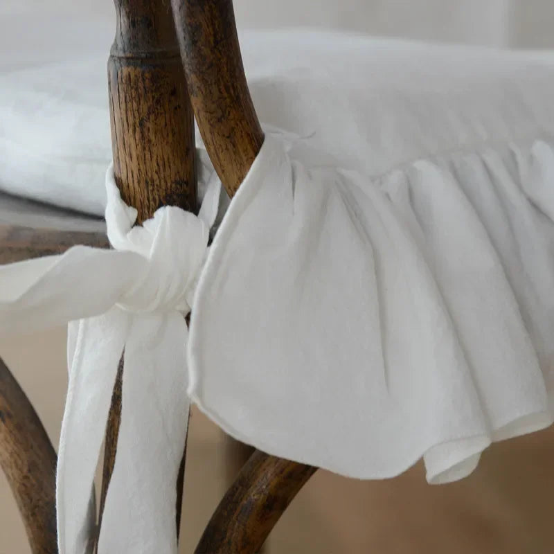 Chair cushion cover – 100% cotton – Ruffled design – For dining chairs