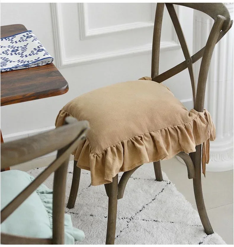 Chair cushion cover – 100% cotton – Ruffled design – For dining chairs
