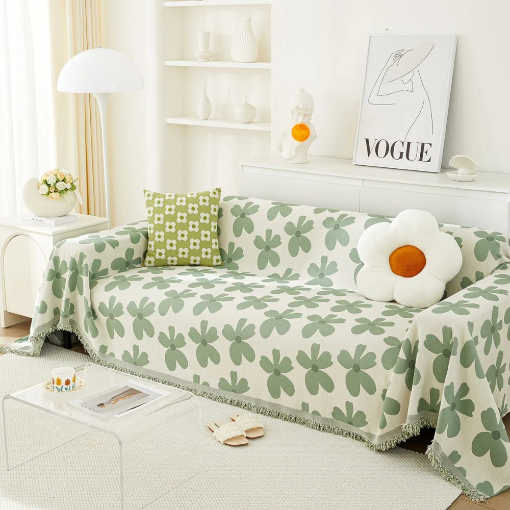 Cheerful Flower Tassel Sofa Cover