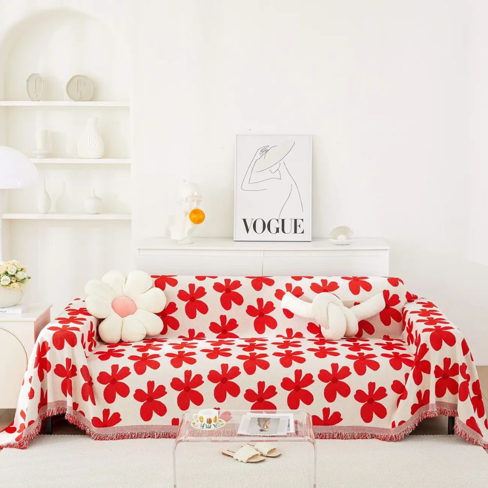 Cheerful Flower Tassel Sofa Cover