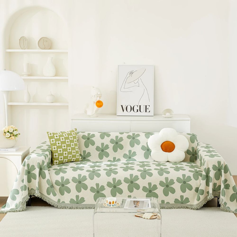 Cheerful Flower Tassel Sofa Cover