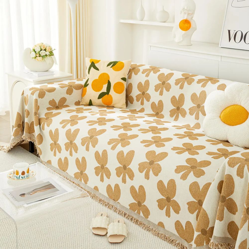 Cheerful Flower Tassel Sofa Cover