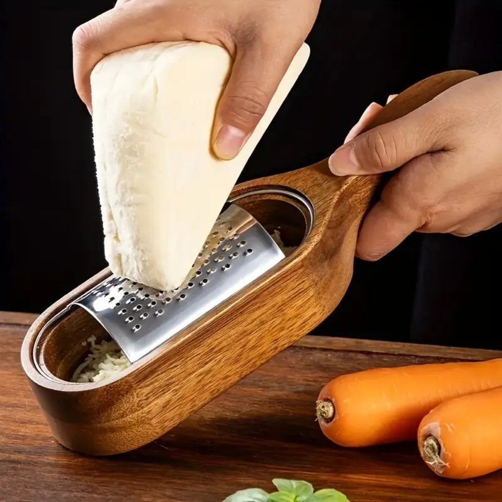Cheese grater – Stainless steel – Acacia wood handle – Best cheese grater for effortless food prep