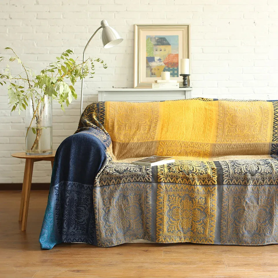 Chenille couch cover – Soft Moroccan design – Multi-functional throw blanket – Cozy home accessory