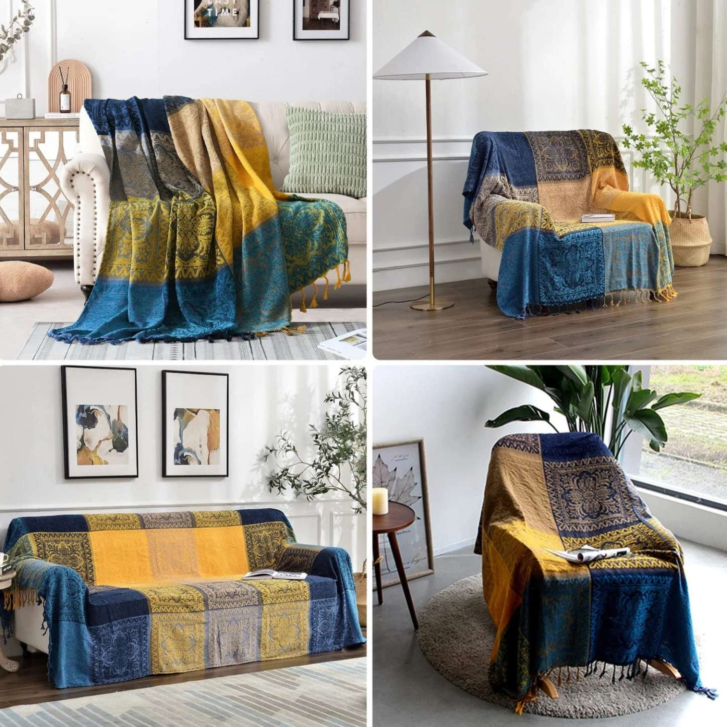 Chenille couch cover – Soft Moroccan design – Multi-functional throw blanket – Cozy home accessory