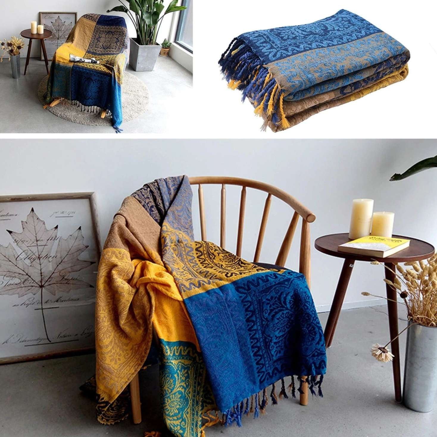 Chenille couch cover – Soft Moroccan design – Multi-functional throw blanket – Cozy home accessory