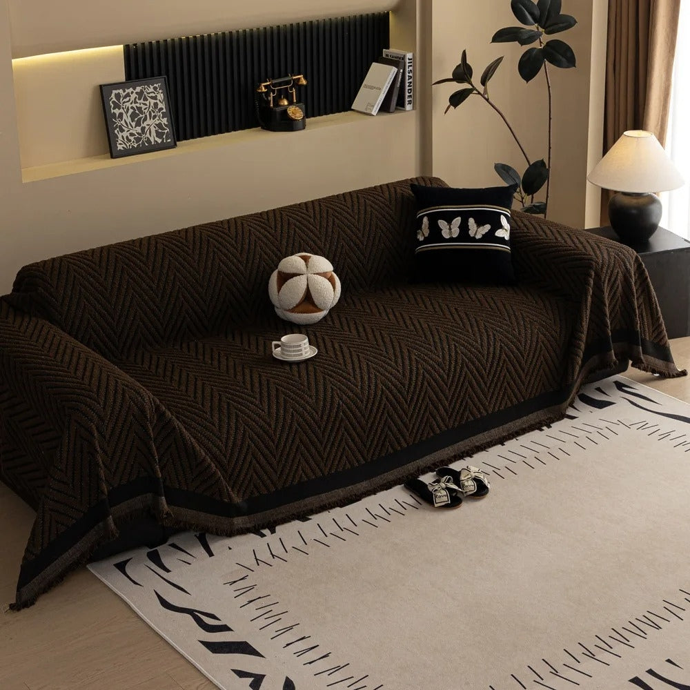 Chevron Herringbone Tassel Sofa Cover