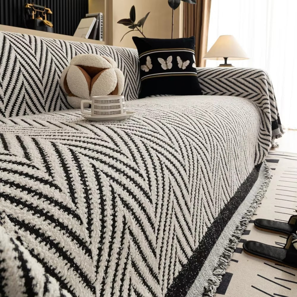Chevron Herringbone Tassel Sofa Cover