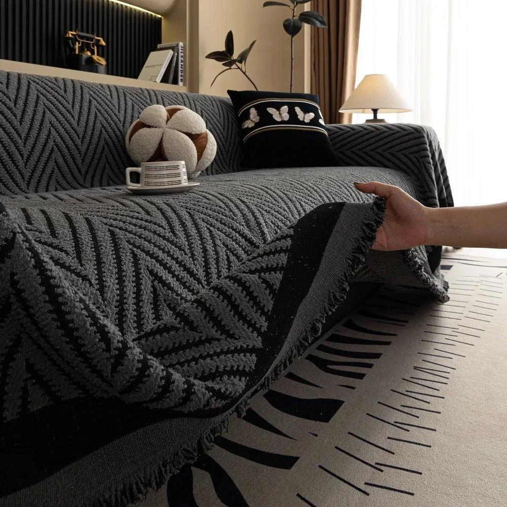 Chevron Herringbone Tassel Sofa Cover