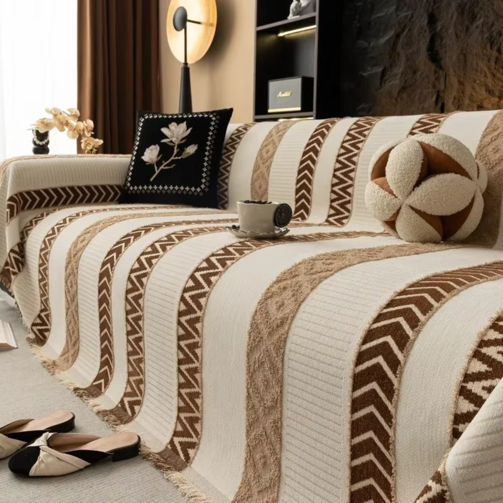 Chevron Pattern Chenille Sofa Cover