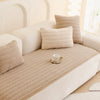 Yellow quilted sofa cover with matching pillows, soft couch protector for living room seating and modern home decor