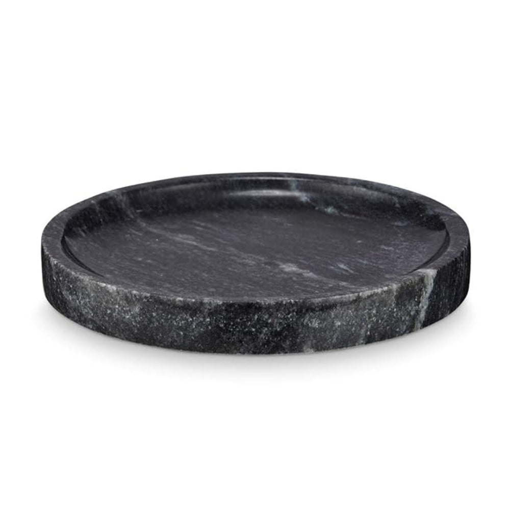 Circular Black Marble Jewelry Tray