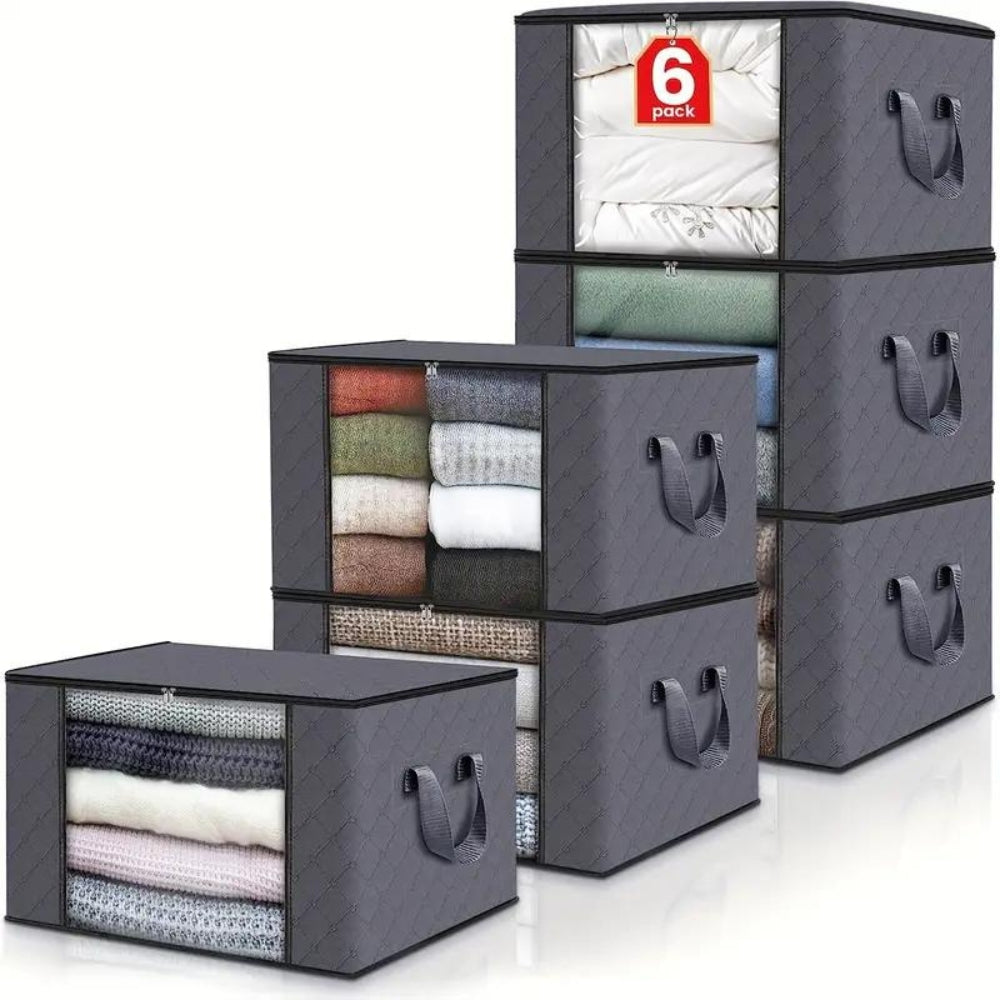 Clothes storage bag – Durable fabric – Foldable design – Space-saving organization solution – Neutral tones