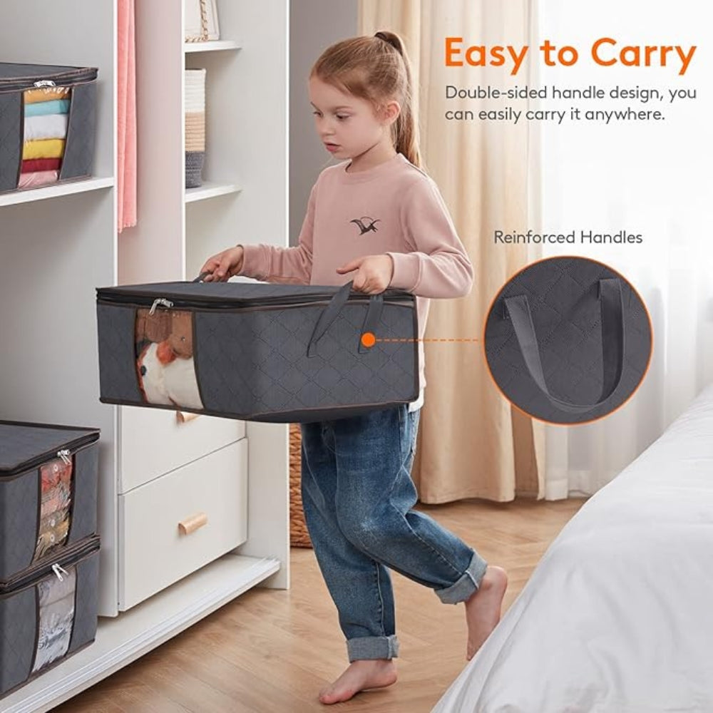Clothes storage bag – Durable fabric – Foldable design – Space-saving organization solution – Neutral tones