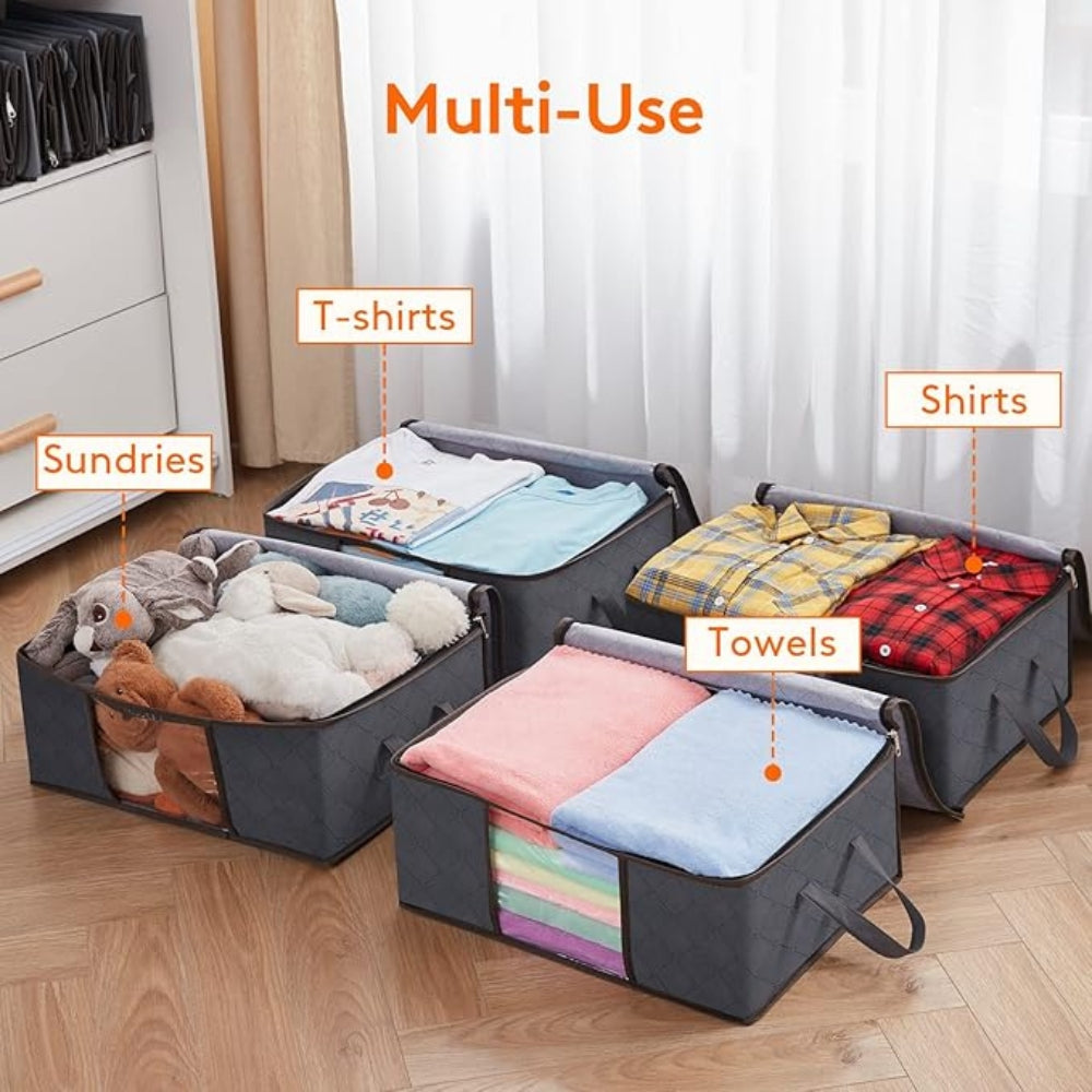 Clothes storage bag – Durable fabric – Foldable design – Space-saving organization solution – Neutral tones