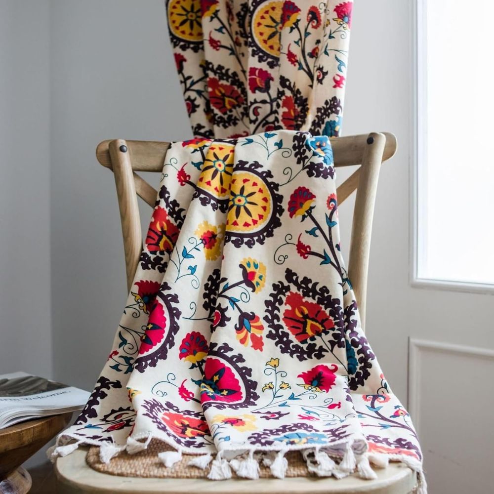 Boho Colour Wheel Bloom Tassel Curtain