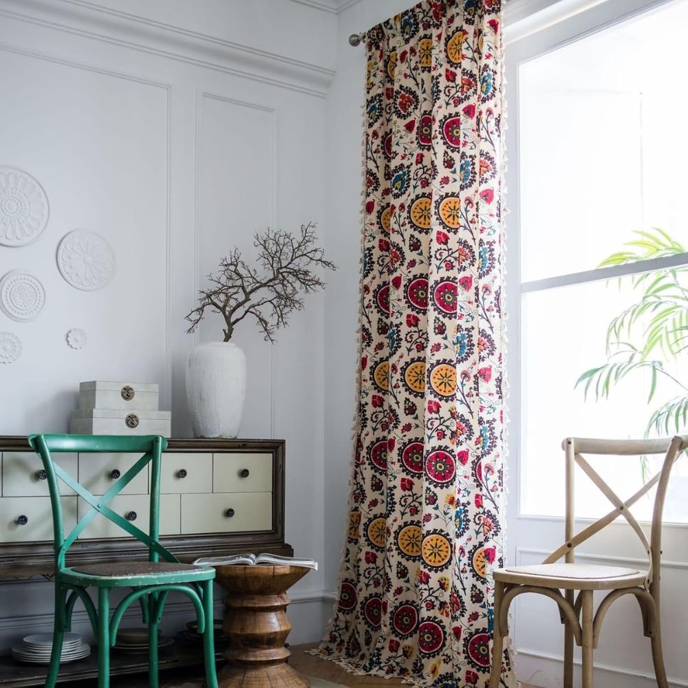 Boho Colour Wheel Bloom Tassel Curtain