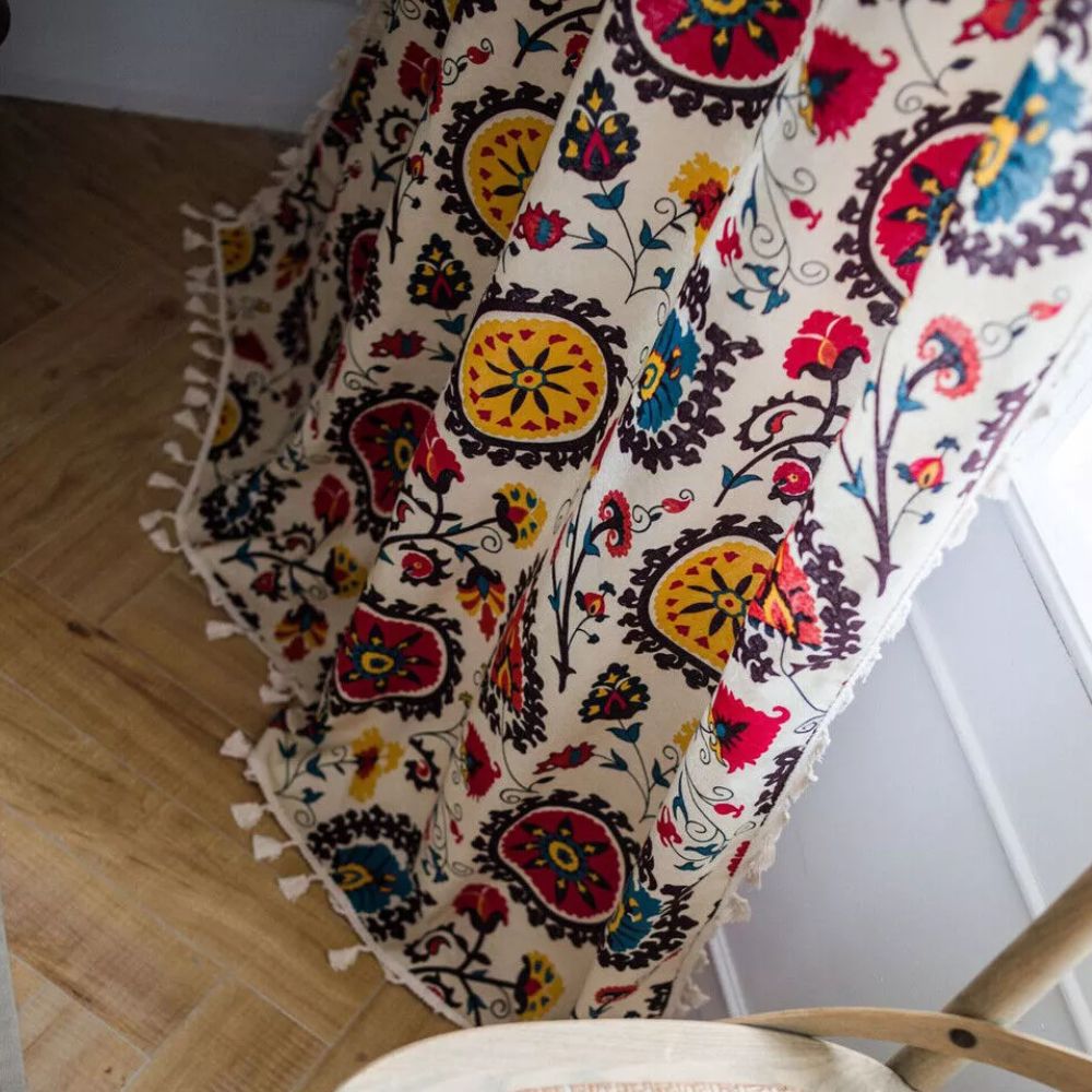 Boho Colour Wheel Bloom Tassel Curtain