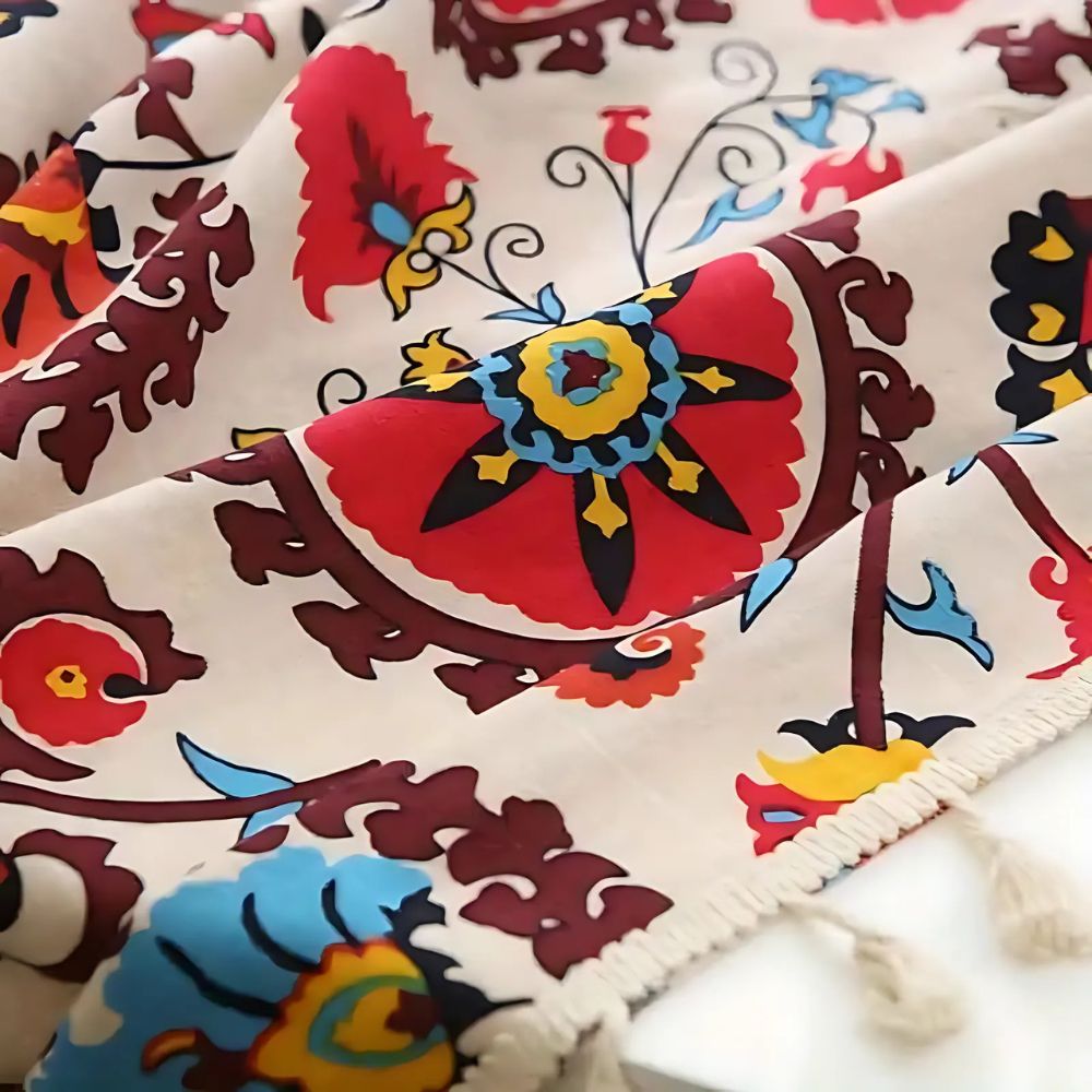 Boho Colour Wheel Bloom Tassel Curtain