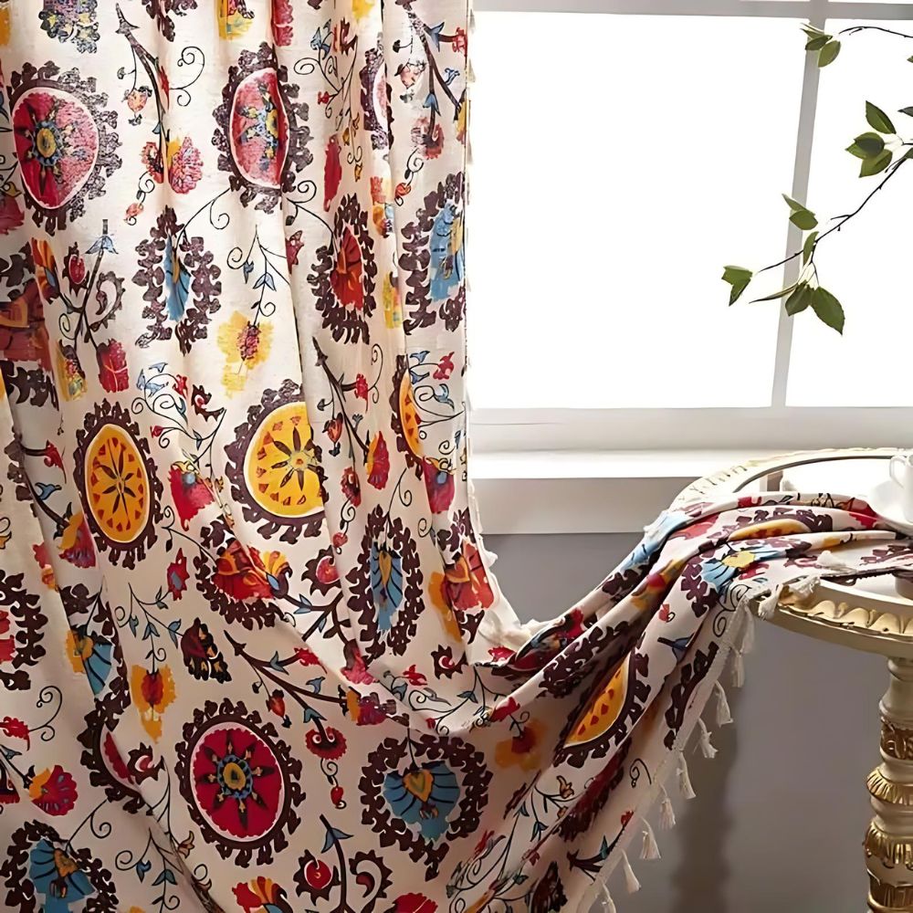 Boho Colour Wheel Bloom Tassel Curtain
