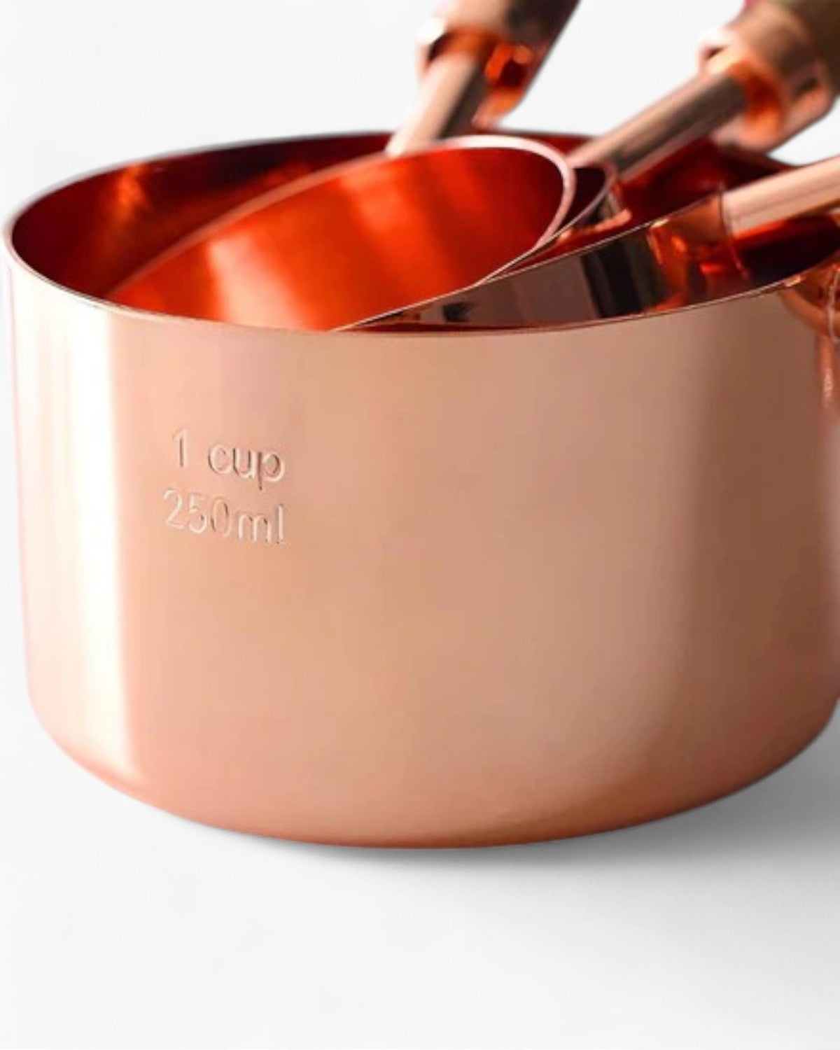 Copper Measuring Cups and Spoons – Polished Finish – Durable Kitchen Essential – Stylish Cooking Tool