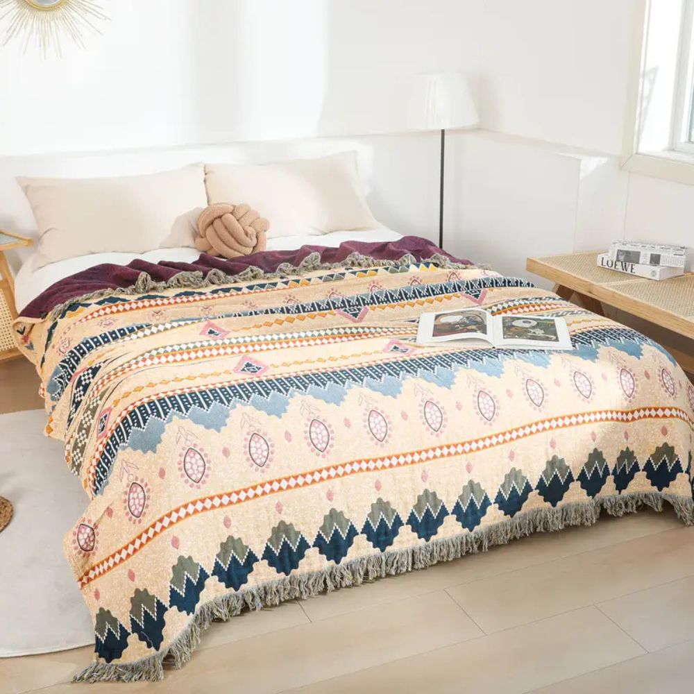 Cozy Artisan Patterned Cotton Throw Blanket