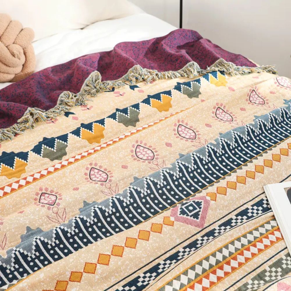 Cozy Artisan Patterned Cotton Throw Blanket
