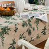 Cotton Dining Table Cloth with Rustic Pine and Bird Print, 60 x 84 Inches, Machine Washable Dining Room Table Cover