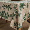 Cotton Dining Table Cloth with Rustic Pine and Bird Print, 60 x 84 Inches, Machine Washable Dining Room Table Cover